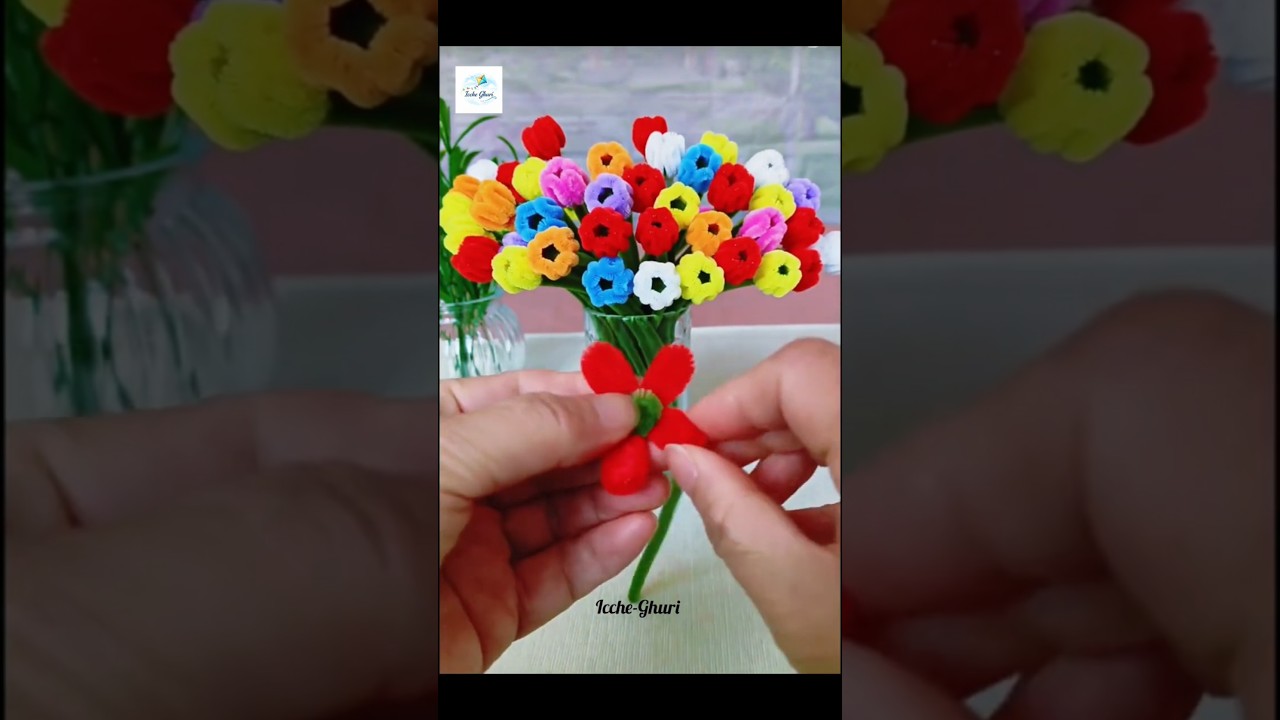 pipe cleaner flower craft rainbow flower 