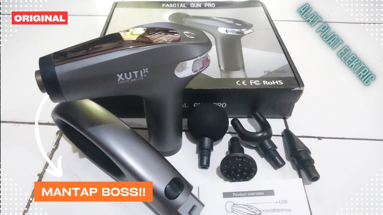 ALAT PIJAT ELEKTRIC DENGAN LAMPU KOMBINASI // Massage Gun 4 in 1 Fascial