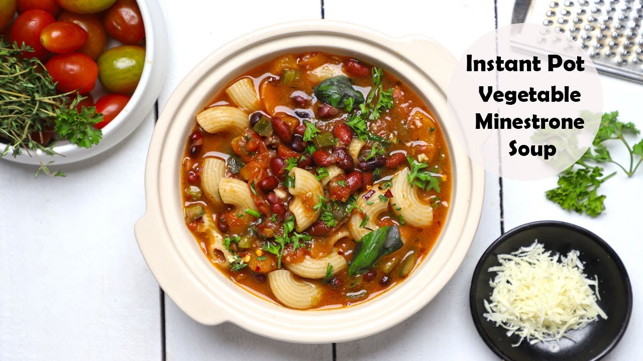 Instant Pot Pasta Soup Recipe | Vegetarian Minestrone