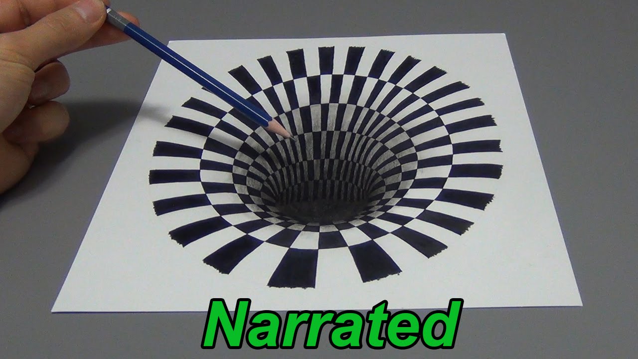 Как нарисовать 3D-дыру — анаморфная иллюзия (озвучено)