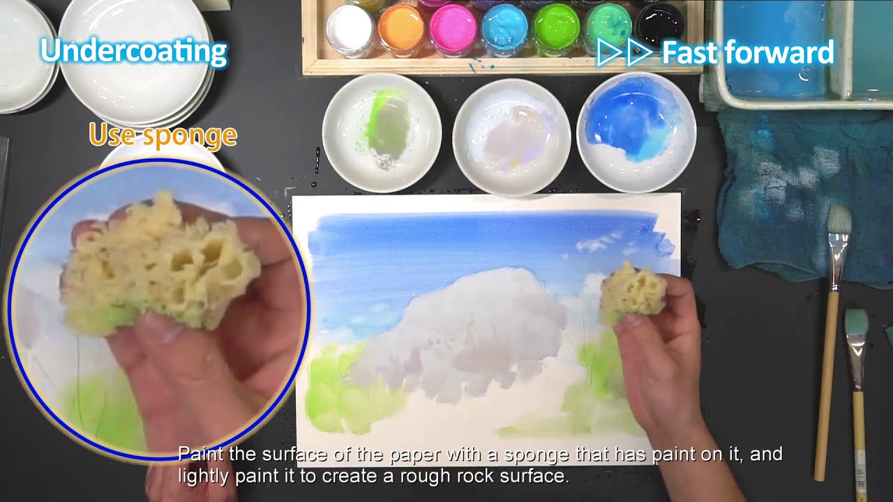 How to painting a rock【poster color techniques】