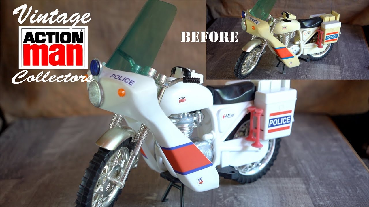 Restoring discoloured plastic - Vintage Action Man Police Motorcycle