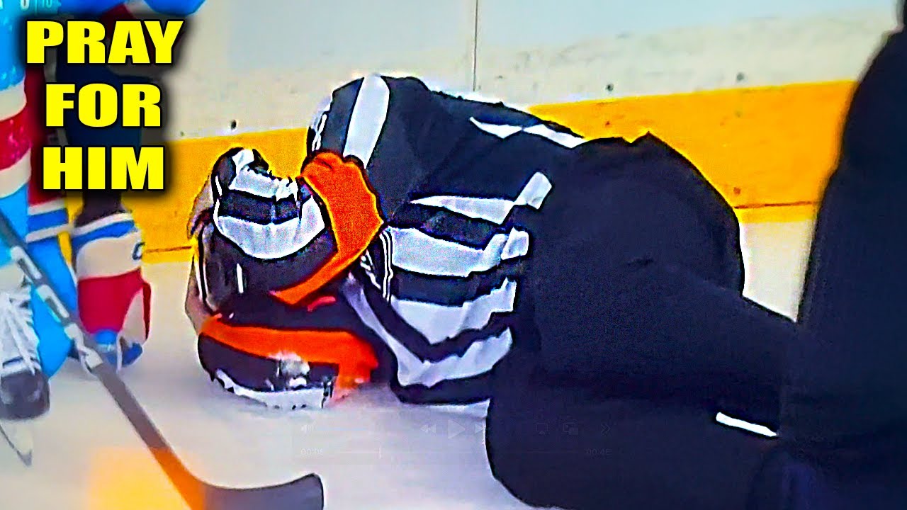 Рефери Питер Макдугалл получил удар шайбой в лицо от Винсента Трочека | Обзор матча "Рейнджерс" -...