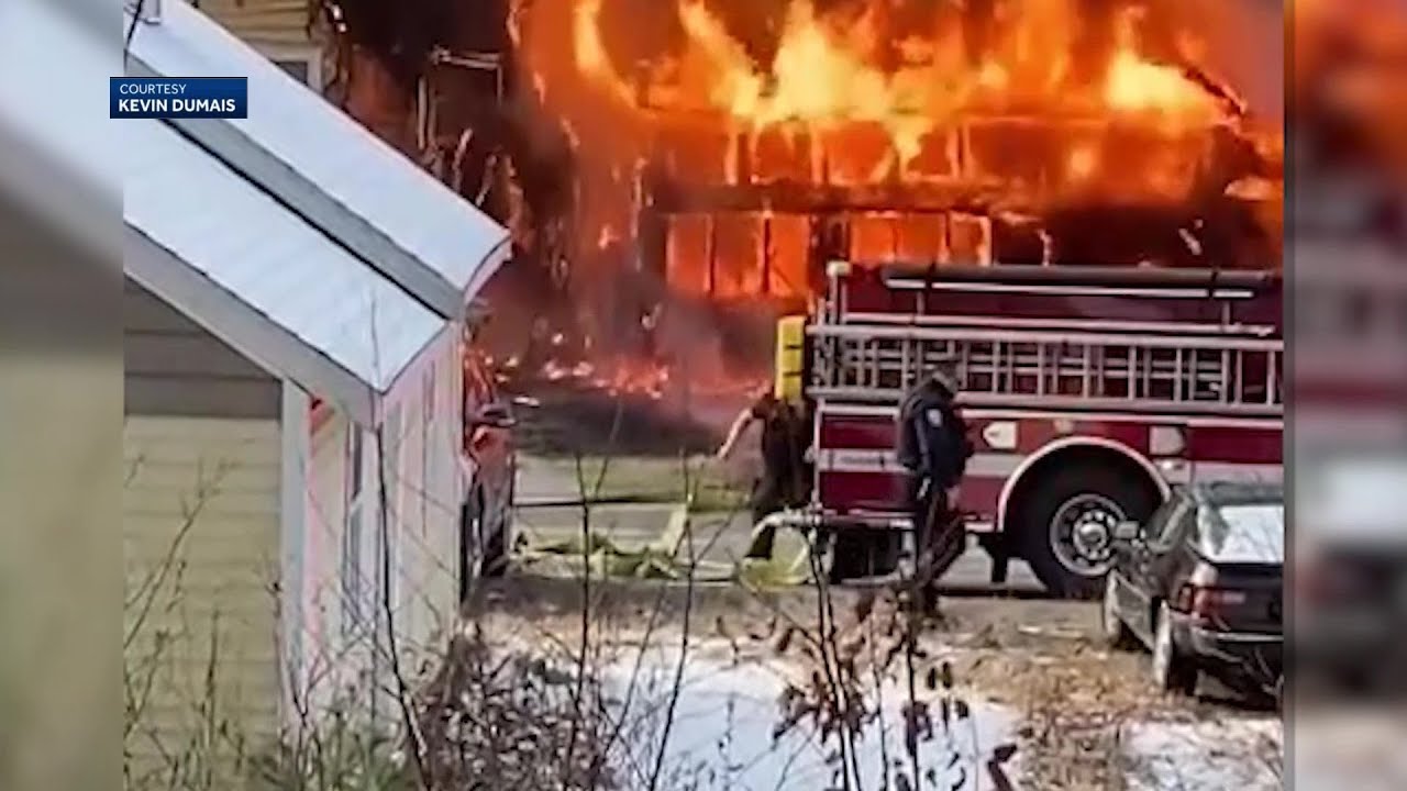 Mayday call after firefighter falls through floor of burning home