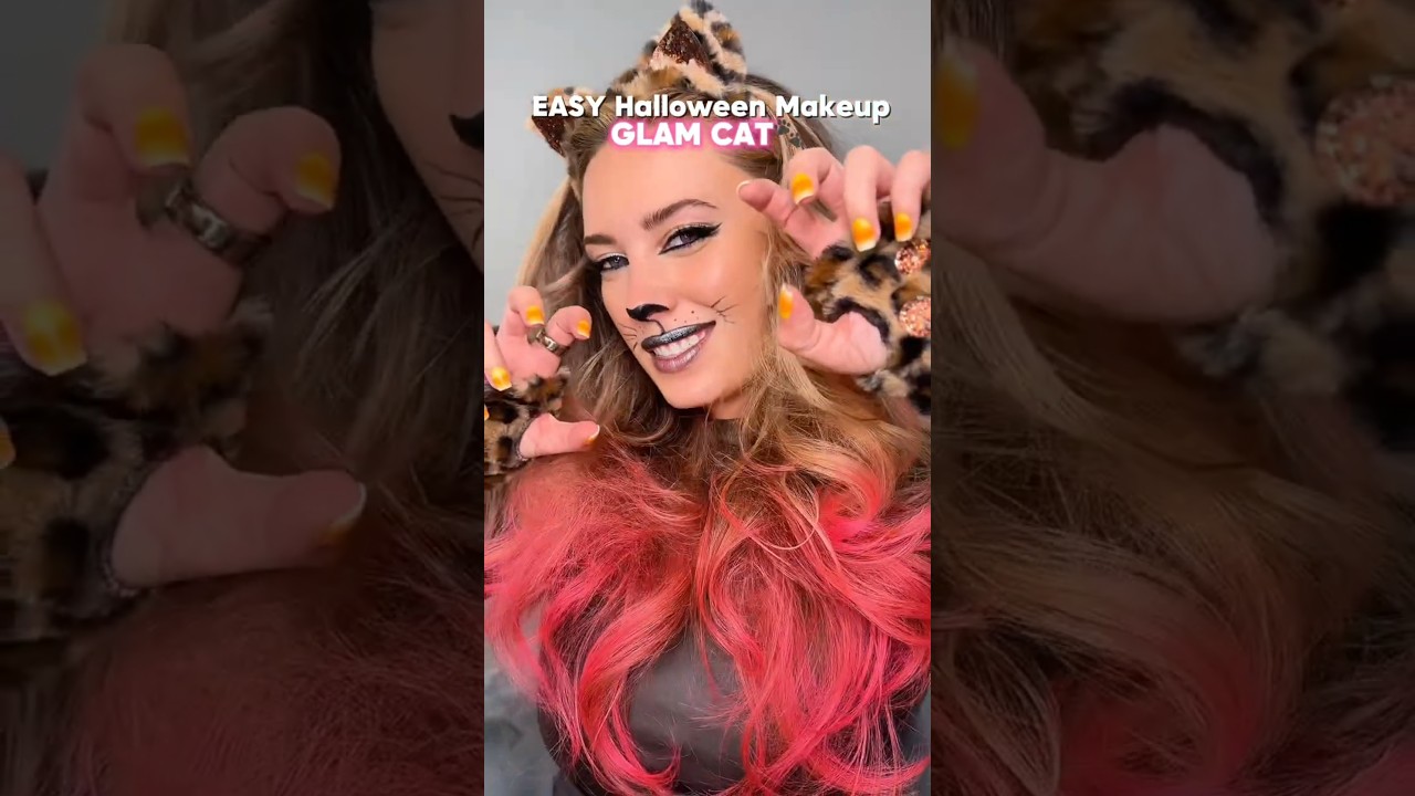 Easy halloween Makeup Idea Glam Cat🐈‍⬛️🐾