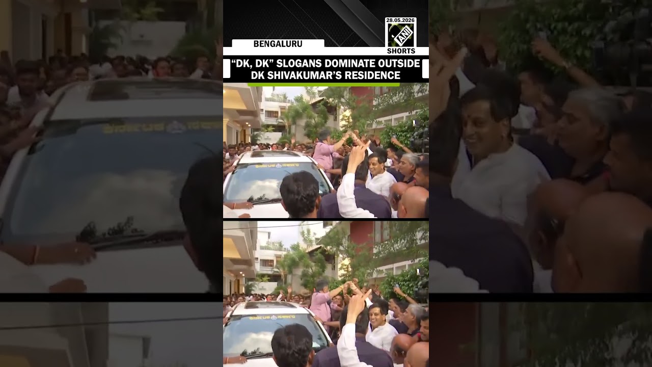 &ldquo;DK, DK&rdquo; slogans echo outside Dy CM DK Shivakumar&rsquo;s residence as he leaves for airport