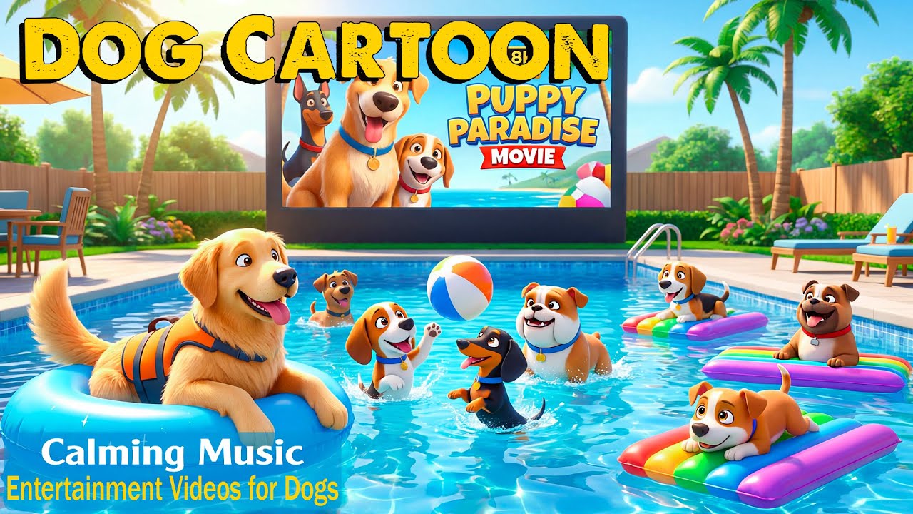 Ultimate Dog Cartoon for Puppies – Pink Noise & Dog-Friendly Colors to Watch🐶Relaxing Music for Dogs