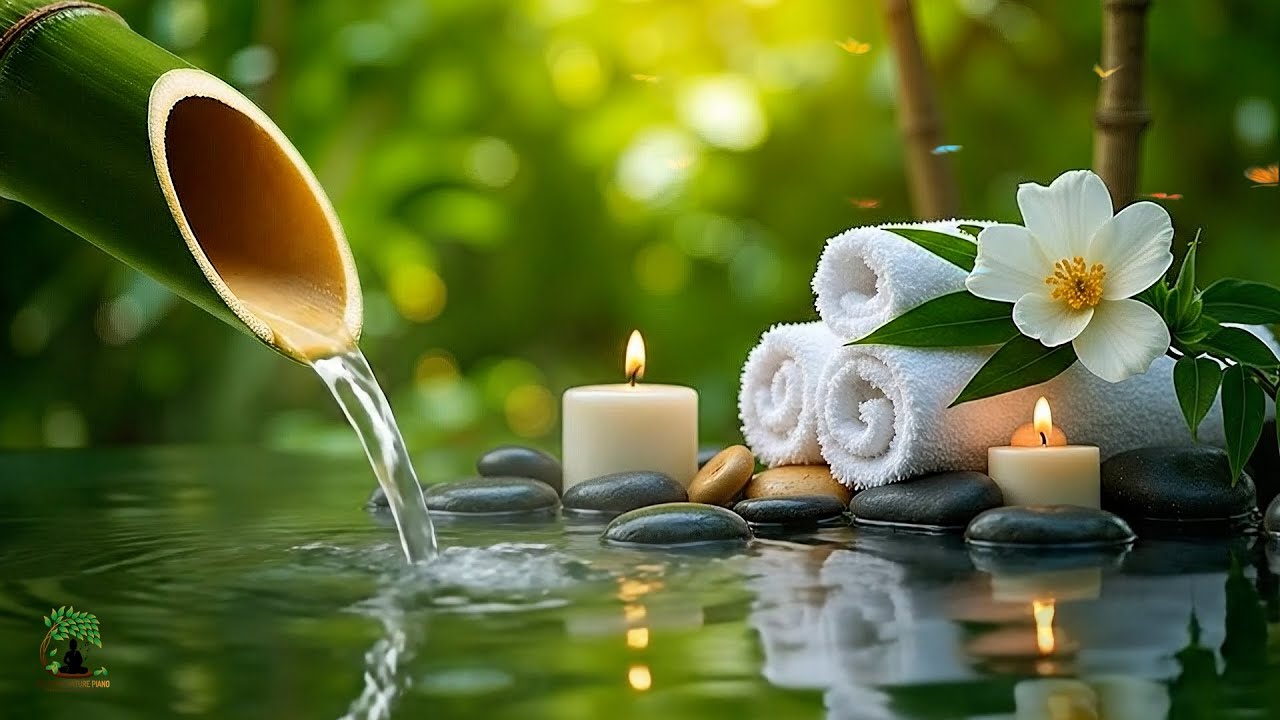 Relaxing Sleep Music with Bamboo Water Sounds 🌿 Deep Sleep Healing, Anxiety Relief & Spa BGM, Yoga