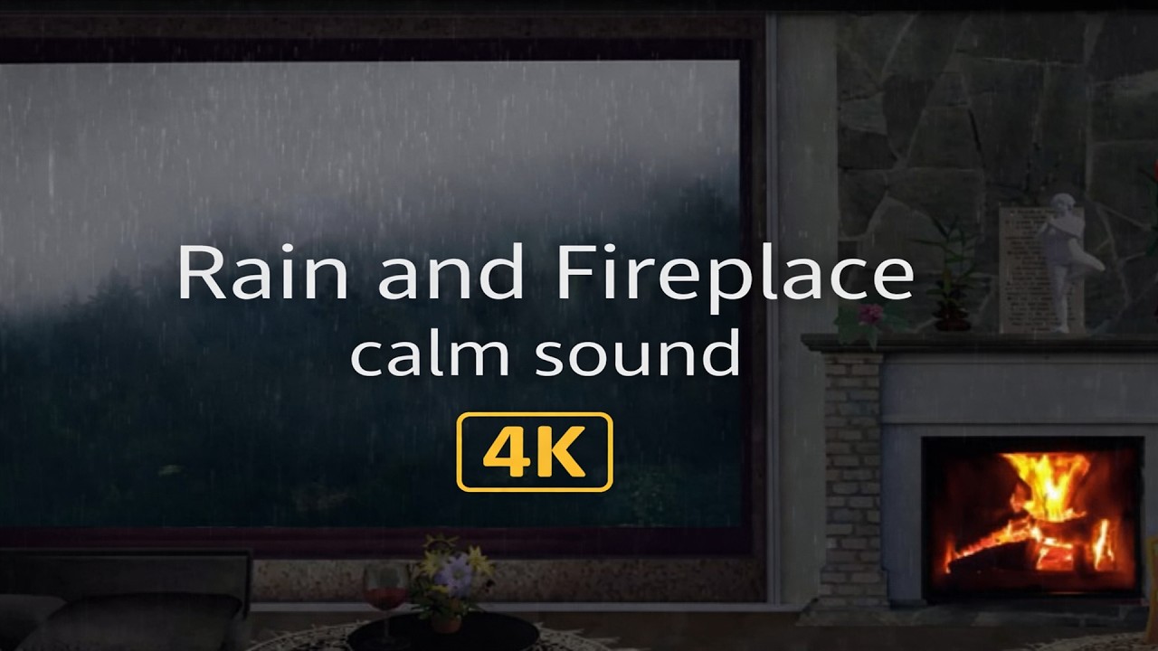 Cozy Rain on Window - Thunderstorm & Warm Fireplace | Deep Sleep, Study, and Relaxation Sounds