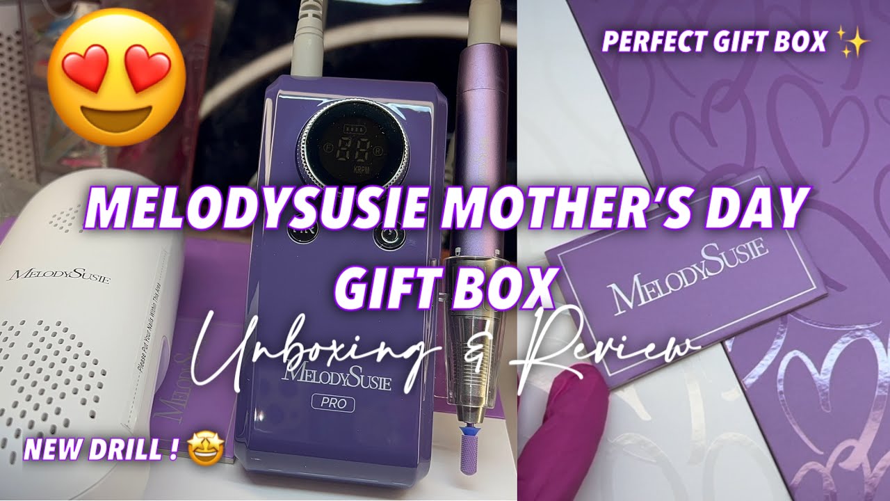 NEW MELODYSUSIE MOTHER’S DAY GIFT BOX 💜💐✨ FT MB420G NAIL DRILL & P-PLUS20F UV PROTECTION NAIL LAMP!