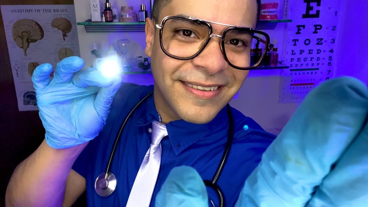 ASMR Doctor Orbital Eye Exam Realistic Medical Roleplay Fast (Light Triggers, Face Touching)