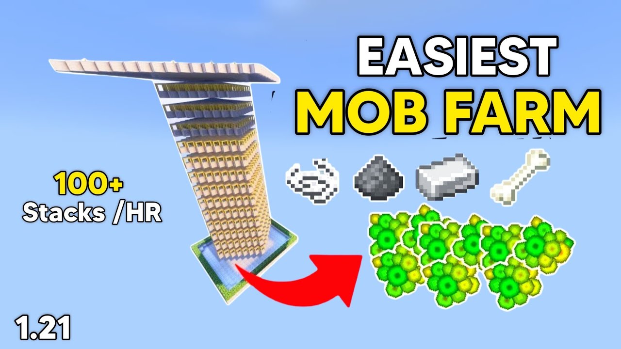 👆👆BEST MOB FARM for Minecraft Bedrock 1.21
