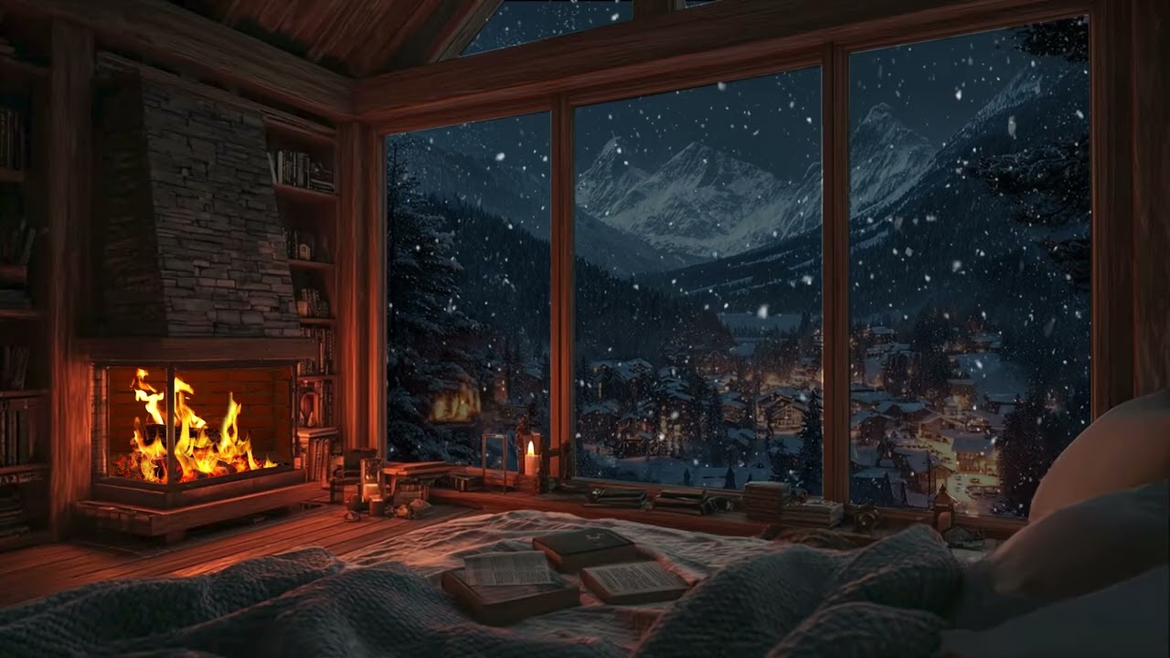 Midnight Piano in a Quiet Winter Cabin | Deep Sleep & Relaxation