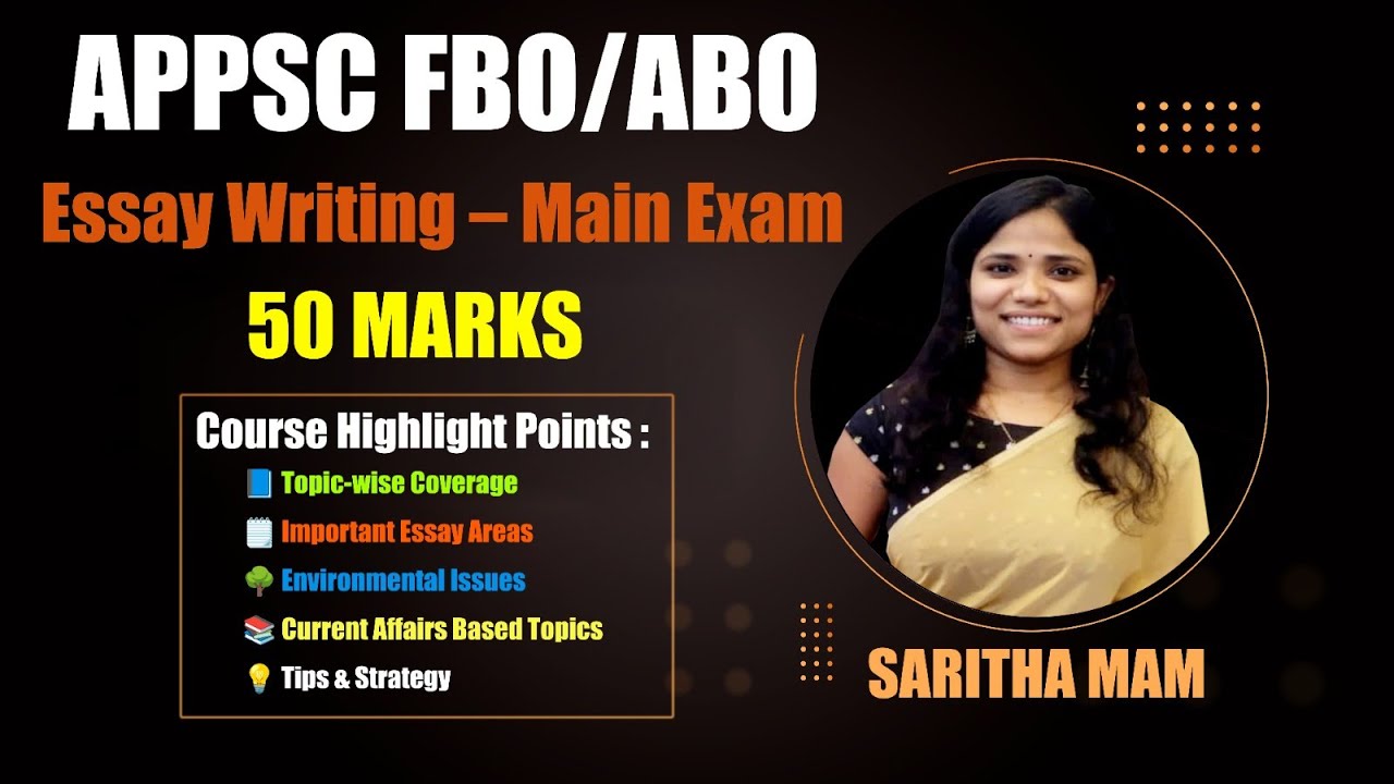 🔥APPSC FSO | FBO | ABO Mains 2025💥Essay Writing @ 50Marks🎯| Strategy, Syllabus & Expert Guidance📚