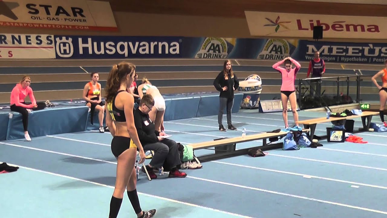 Vrouwen Hoogspringen NK Indoor Meerkamp 16-02-2014 1e Myrte Goor, AV Sprint 1,79m