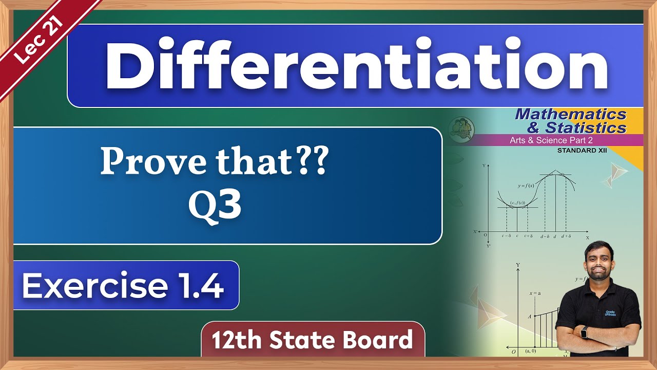 Differentiation | EX 1.4 | Q No. 3 | Lec 21 | Parametric Function |Class 12|Maharashtra State Board|