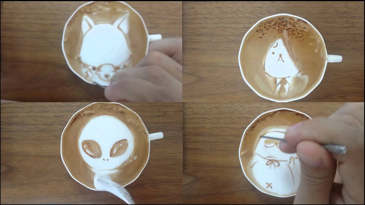 本日の暇カプチーノ、『繰繰れ！コックリさん(Part2)』。 ラテアート Latteart Gugure!Kokkuri-san