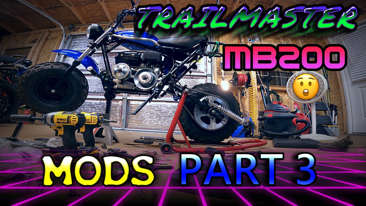 Trailmaster MB200 Mods Part 3! 🤓 Chain, Tensioner, 9t/60t Sprockets, Upgraded Shocks [4K]