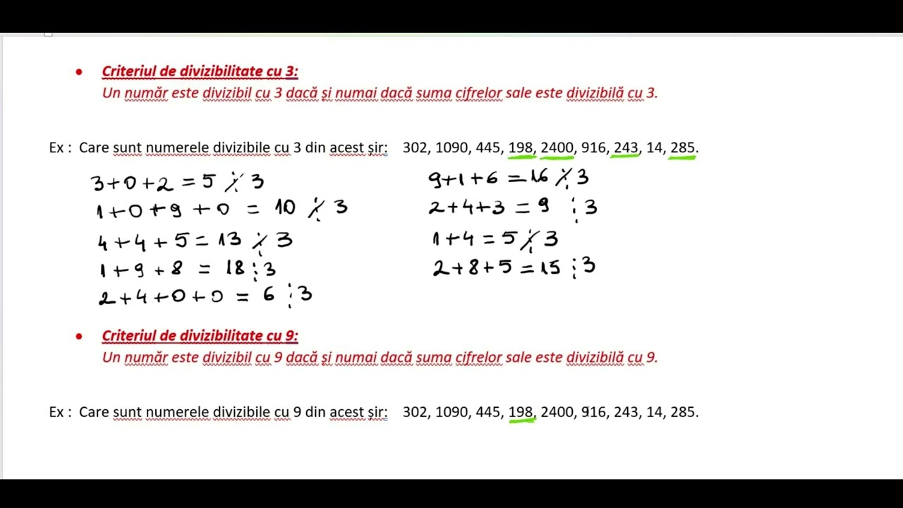 Divizibilitate. Criterii de divizibilitate.