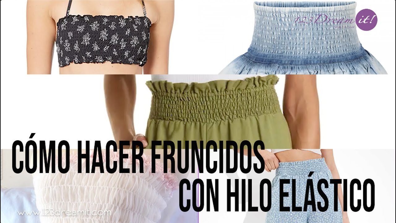 Fruncidos o enresortado con hilo elástico en máquina de coser