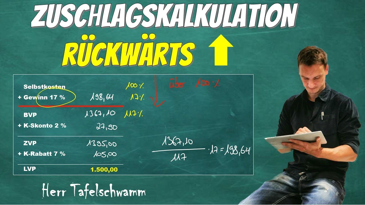Zuschlagskalkulation / Rückwärtskalkulation ganz einfach berechnen, inkl. ausführlicher Erklärung!