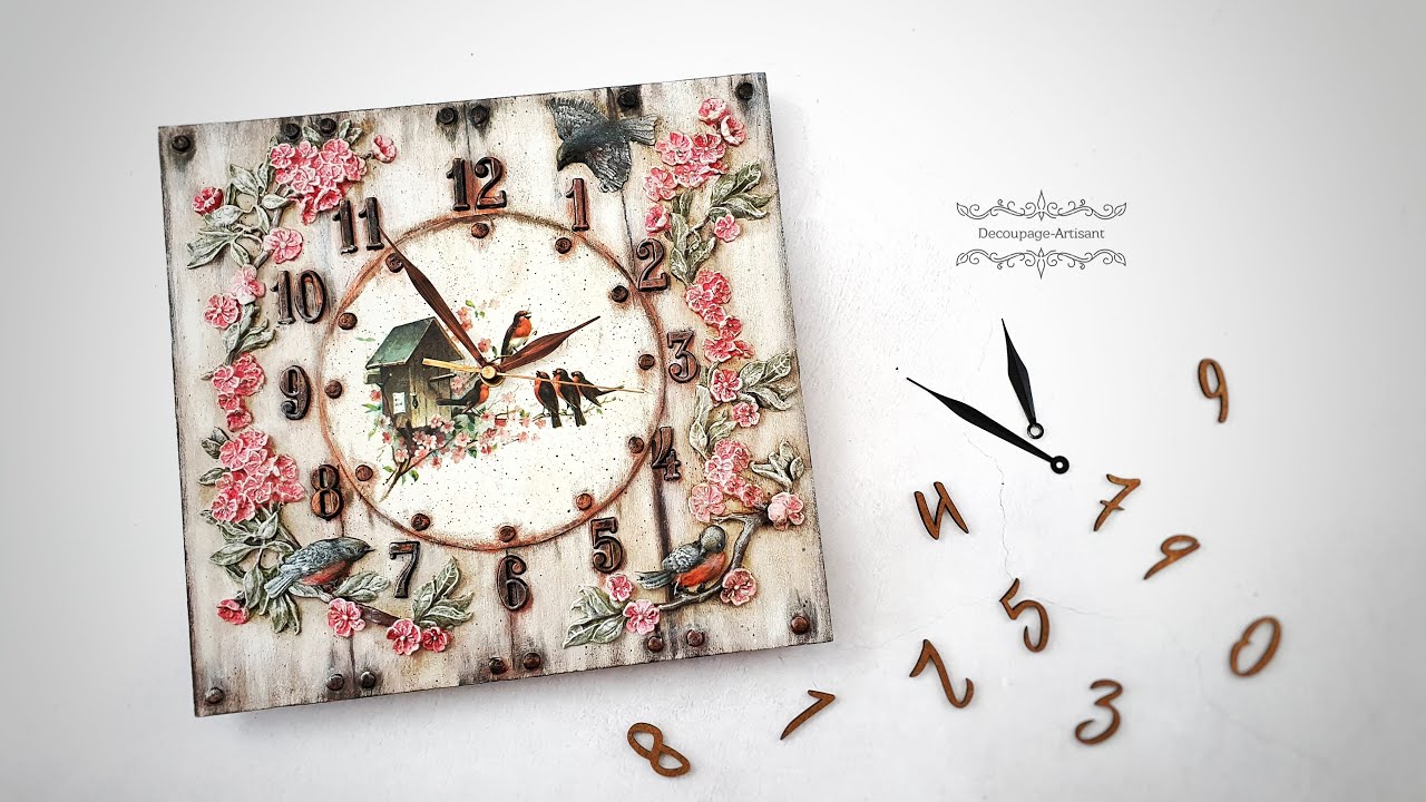 Decoupade # Clock with birds #pentartofficial #pentart #stamperia  #itdcollection  # DIY tutorial...