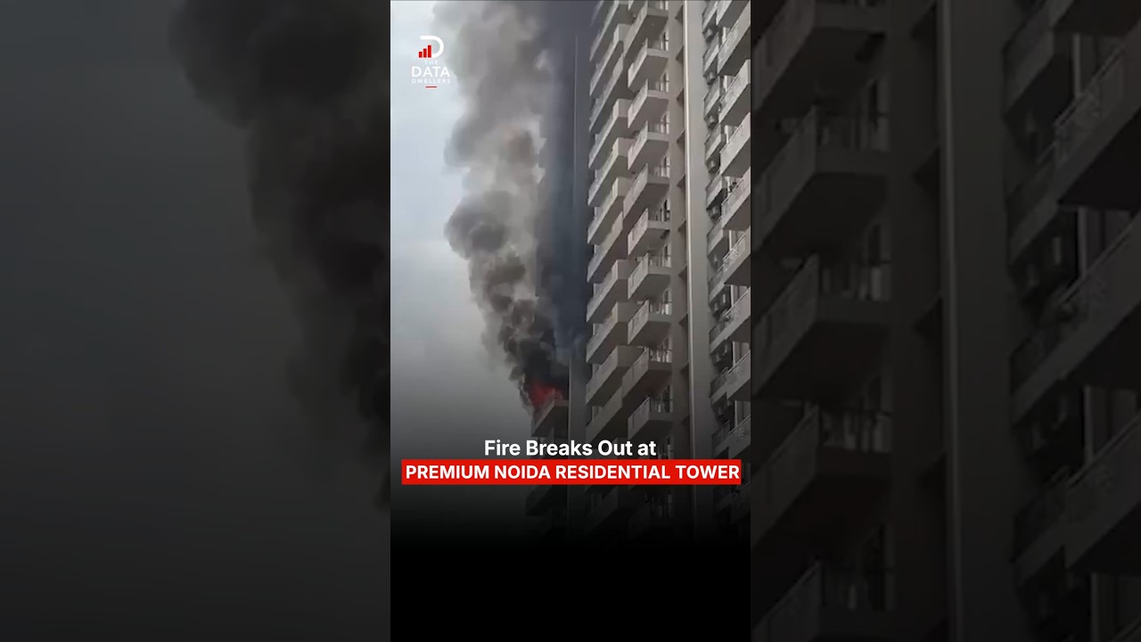 Luxury Tower Engulfed: Massive Fire Sparks Panic in Noida.#noida