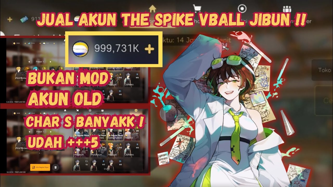 JUAL AKUN THE SPIKE CROSS VBALL LUMER !! - PERSIAPAN GACHA NISHIKAWA?