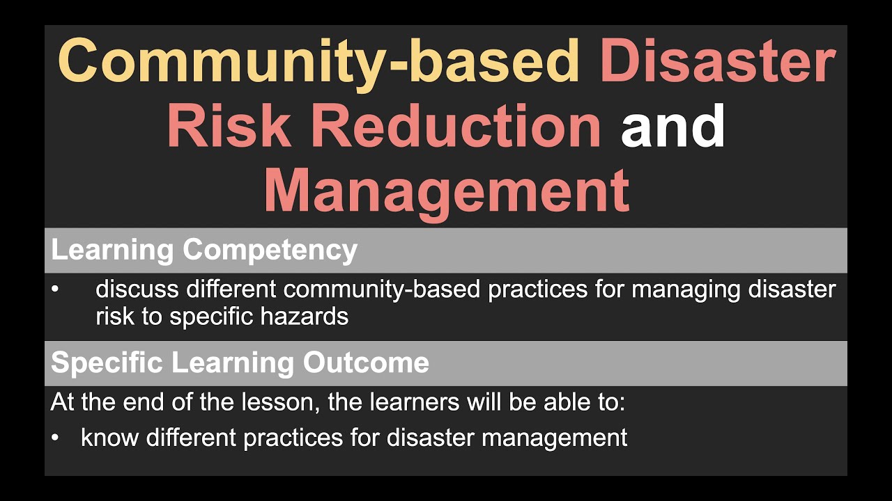 Community-based Disaster Risk Reduction and Management