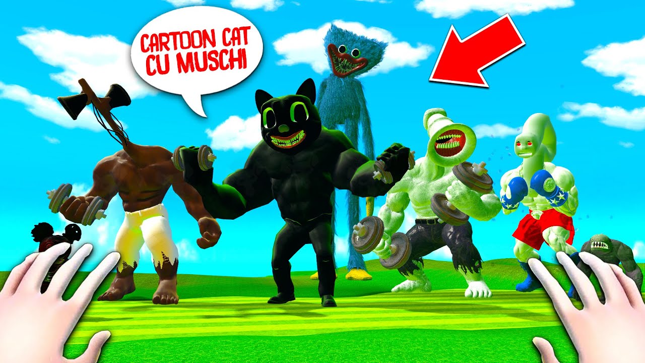 CARTOON CAT Huggy + SIREN HEAD cu MUSCHI la 1 DIMINEATA!