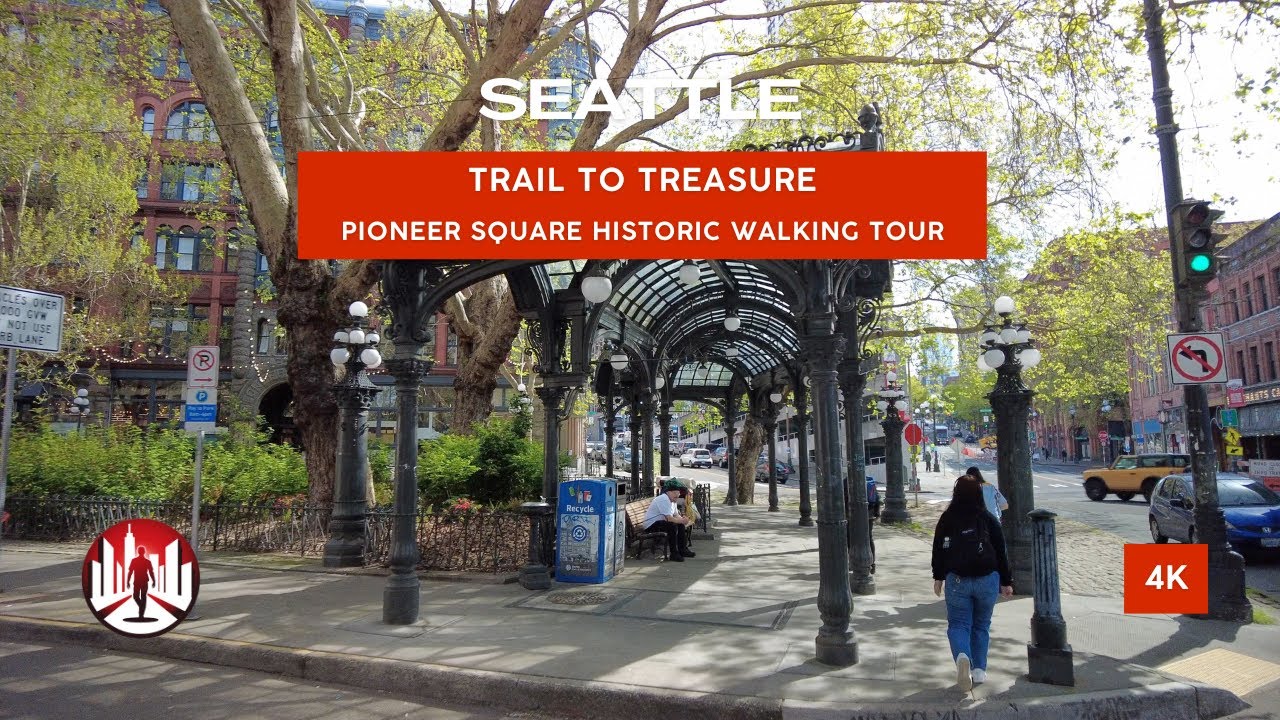 Seattle 4K walking tour: Trail to Treasure walk in Pioneer Square