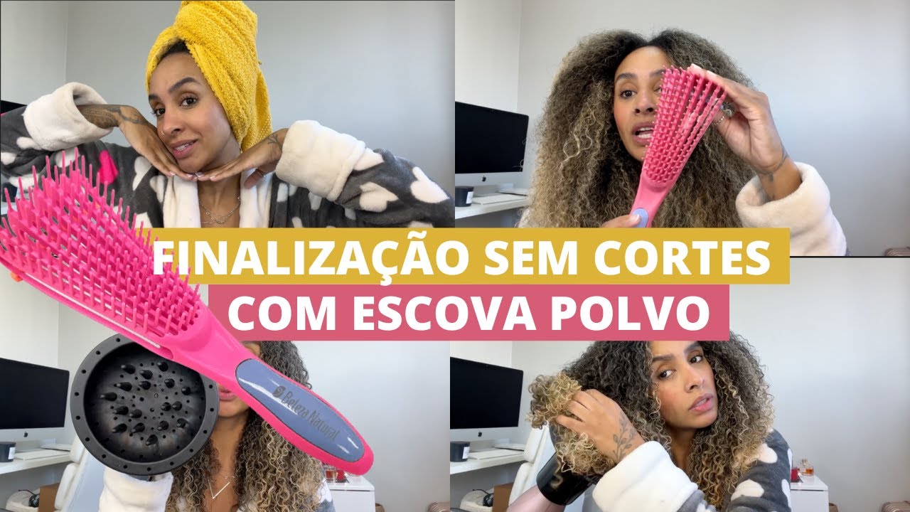 FINALIZAÇÃO COMPLETA COM ESCOVA POLVO EM CABELO CRESPO
