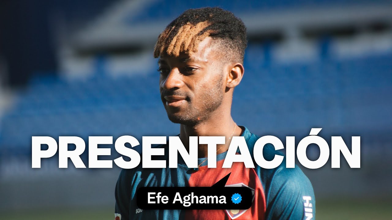 EFE AGHAMA, en su presentación como jugador de la SD Huesca: "Vengo a aportar y ayudar al equipo"