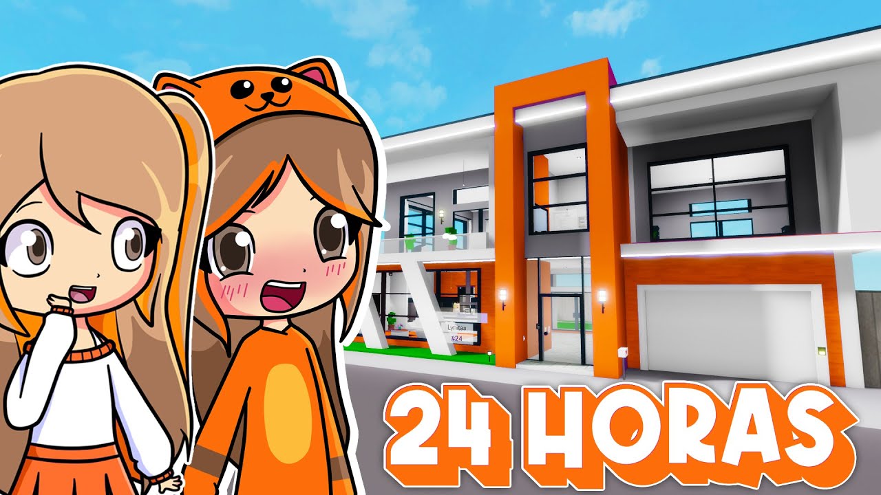 24 HORAS en un MUNDO NARANJA en Brookhaven Roblox con Lyna