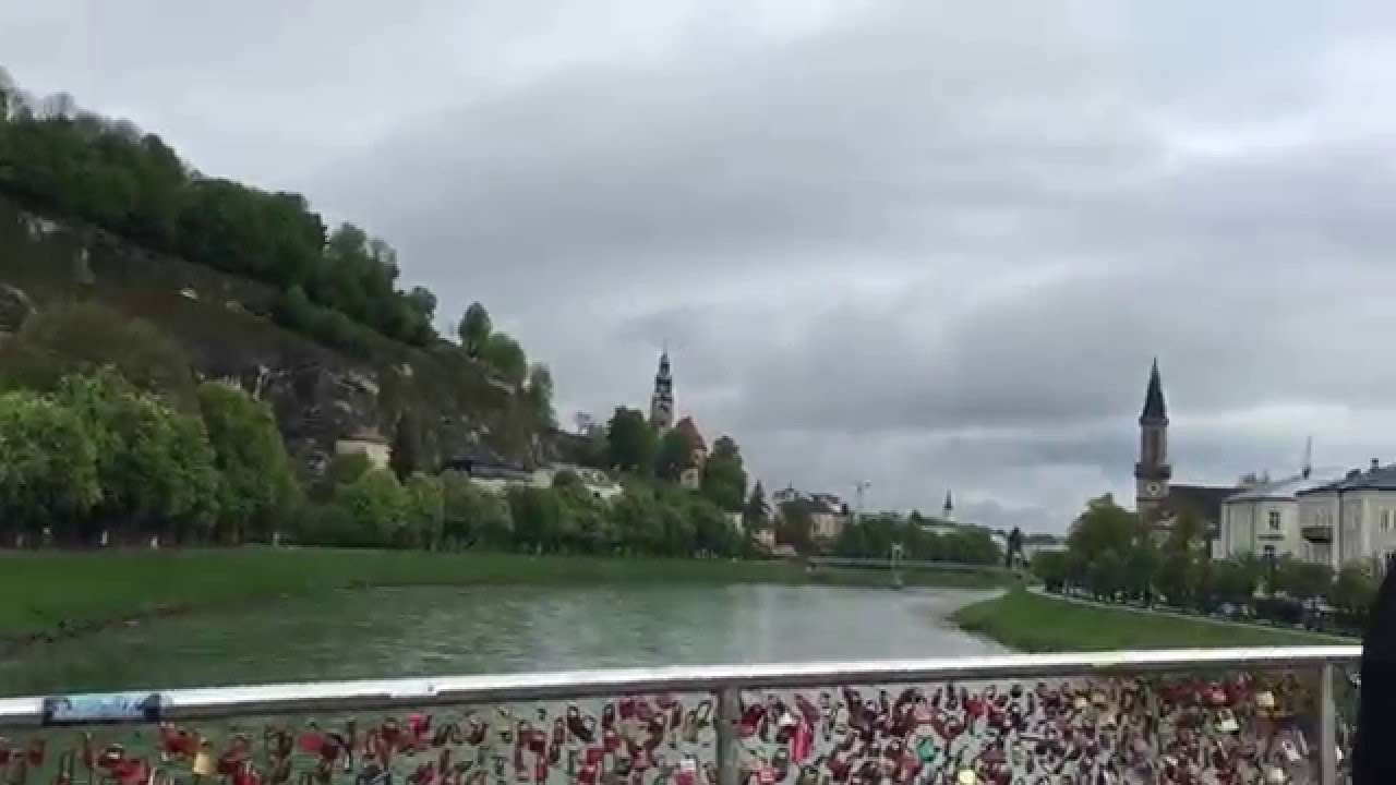 Salzach River in Salzburg Makarsteg Bridge