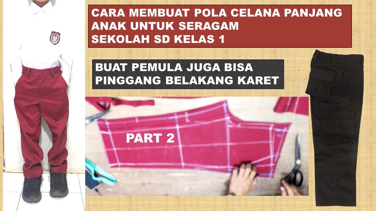 ПРОСТОЙ СПОСОБ СДЕЛАТЬ ВЫКРОЙКИ ДЕТСКИХ ДЛИННЫХ БРЮКОВ ДЛЯ НАЧАЛЬНОЙ ШКОЛЫ #diy #indonesia #sewing