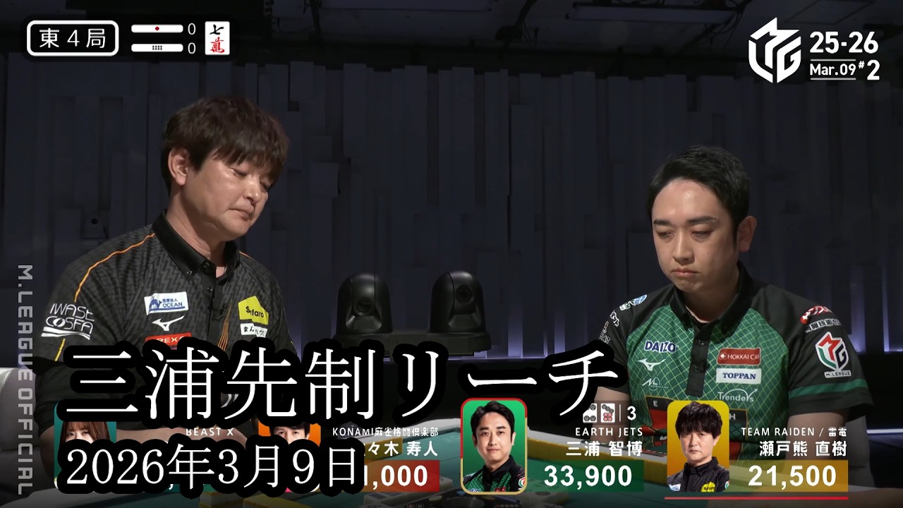 【三浦TOP独走狙い】日吉辰哉がMリーガーのボーダー争いの重圧を聞く‼その後三浦が独走狙いの先制リーチをかける‼【麻雀の虎】