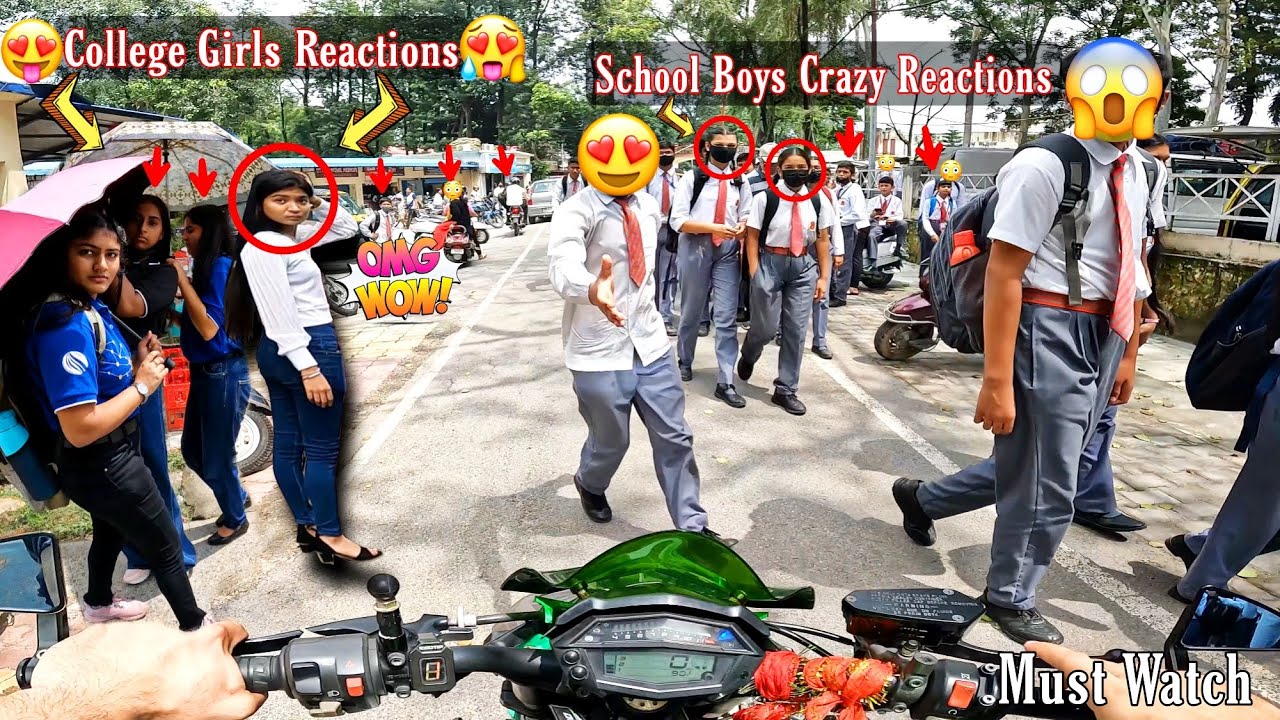 College Girls Reactions To My Superbike Z1000 & School Boys Crazy Reactions & Z1000 Drag Race OMG