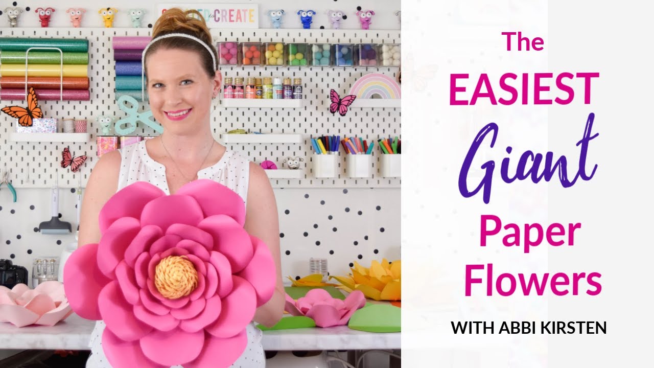 Easy Giant Paper Flowers for Beginners - Paper Wall Flowers Tutorial with Templates