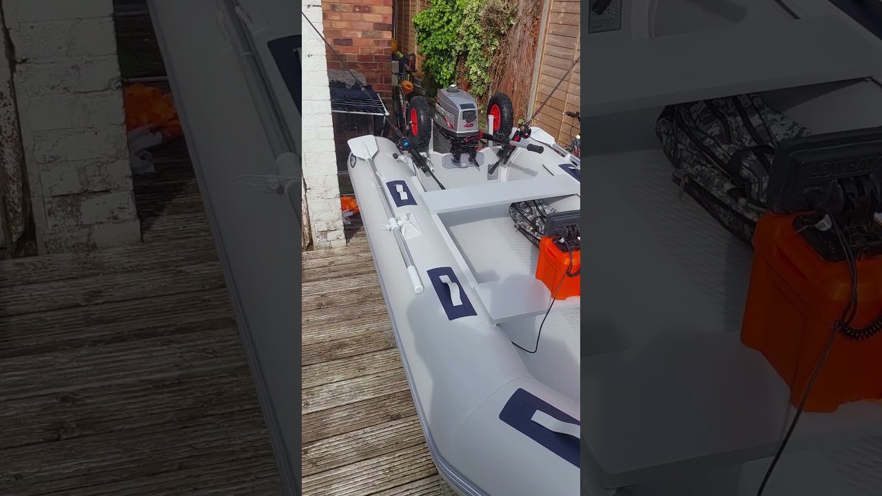 Inflatable boat fishing setup, ready to go