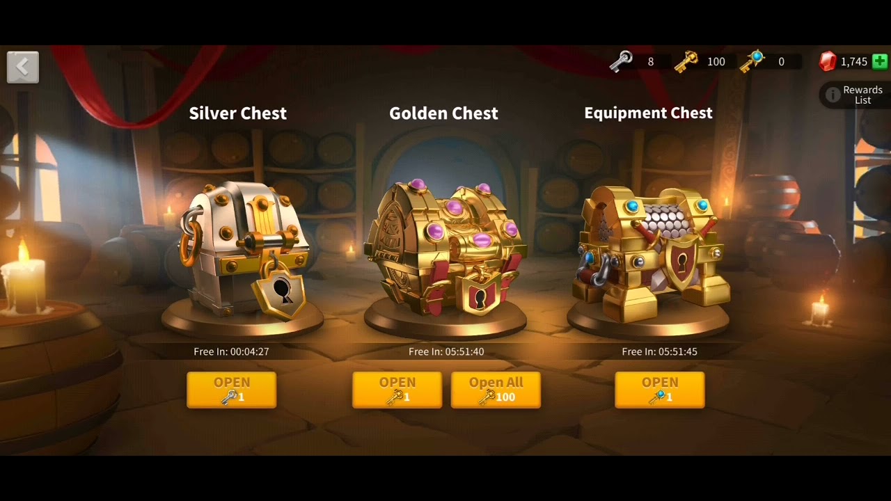 Rise of kingdom. Open 100pcs of golden chest at once.
