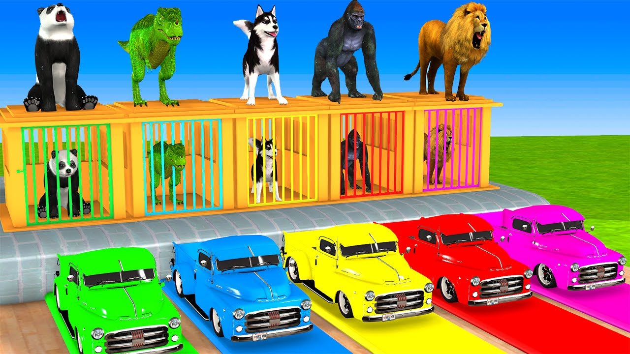 Long Slide Game With Cow Elephant Gorilla Hippopotamus Tiger 3d Animal Game Funny 3d Animals