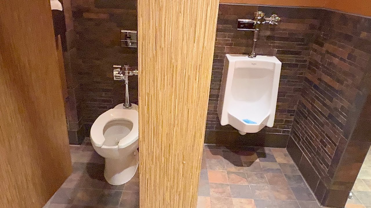 Men’s Restroom Tour | American Standard Madera Toilet Flush | Tangeroa Terrace, Disneyland Hotel, CA