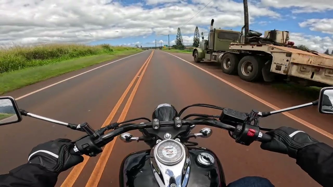 Hawaii Motorcycle POV: Riding 2016 Yamaha V Star 650 Cruiser from Waipio Acres to Waialua