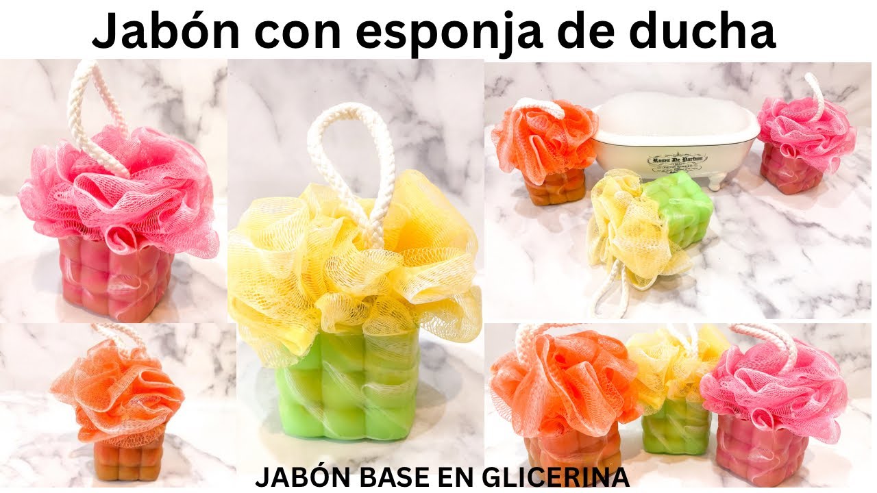 JABÓN CON ESPONJA DE DUCHA BASE EB GLICERINA FÓRMULA INCLUIDA .
