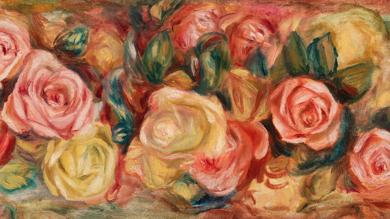 2 hours Roses Still Life Screensaver | 4K Art for TV | Renoir Painting | Vintage TV Art Wallpaper