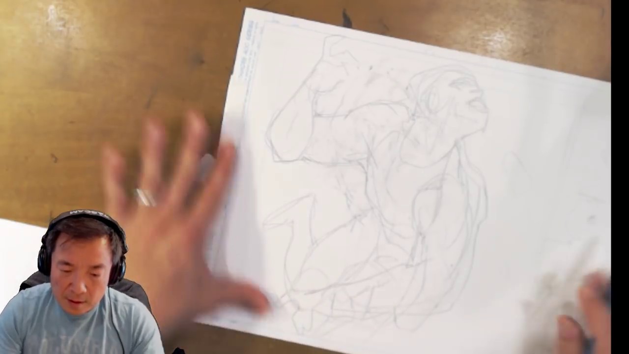 Drawing a page from scratch! Art stream with Jim Lee