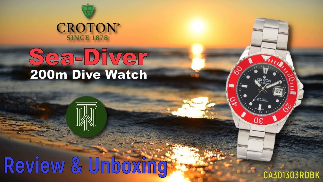 Croton "Sea-Diver" 200m Dive Watch - Review & Unboxing (CA301303RDBK / Seiko PC32A)