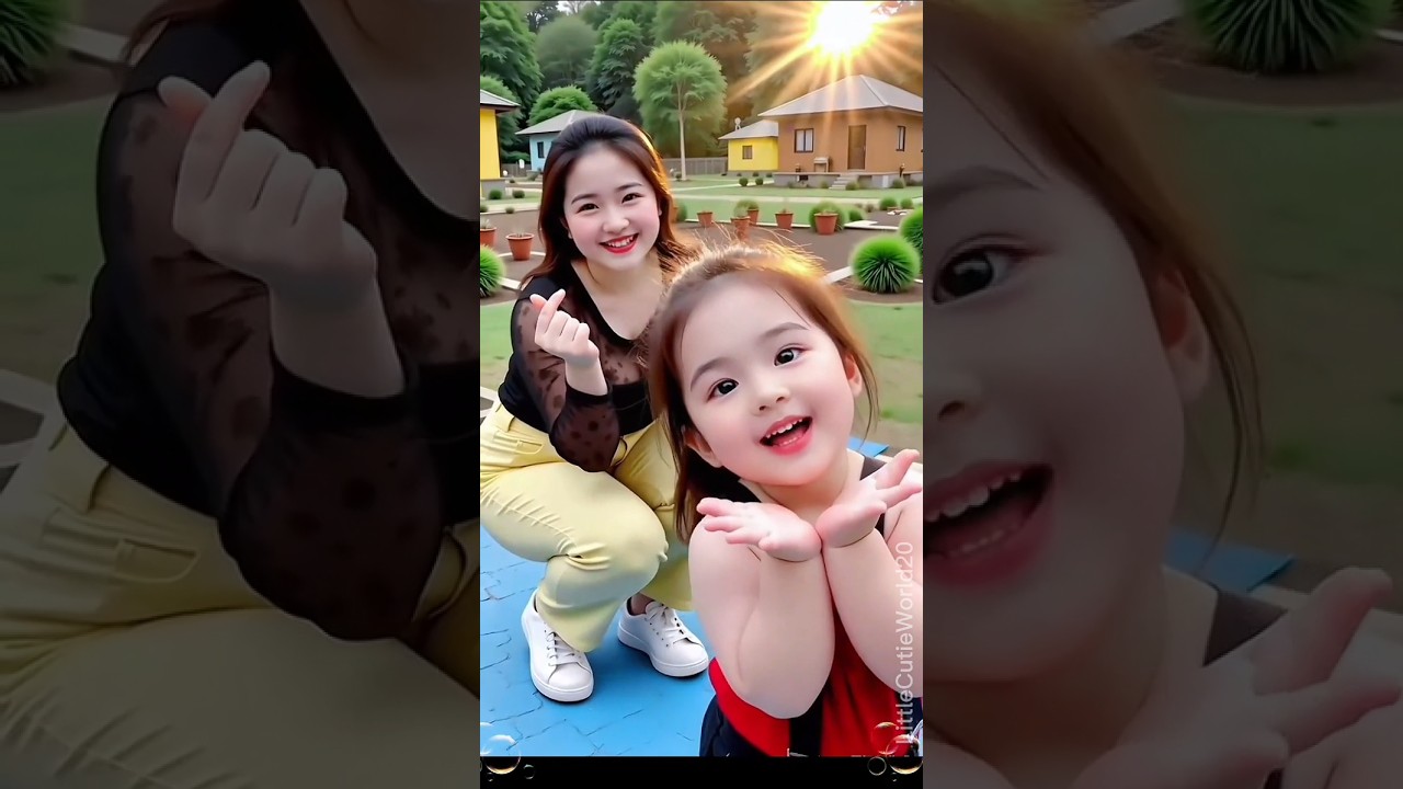 Beautiful Mom Teaches Cute Baby to Pose Adorably 💖