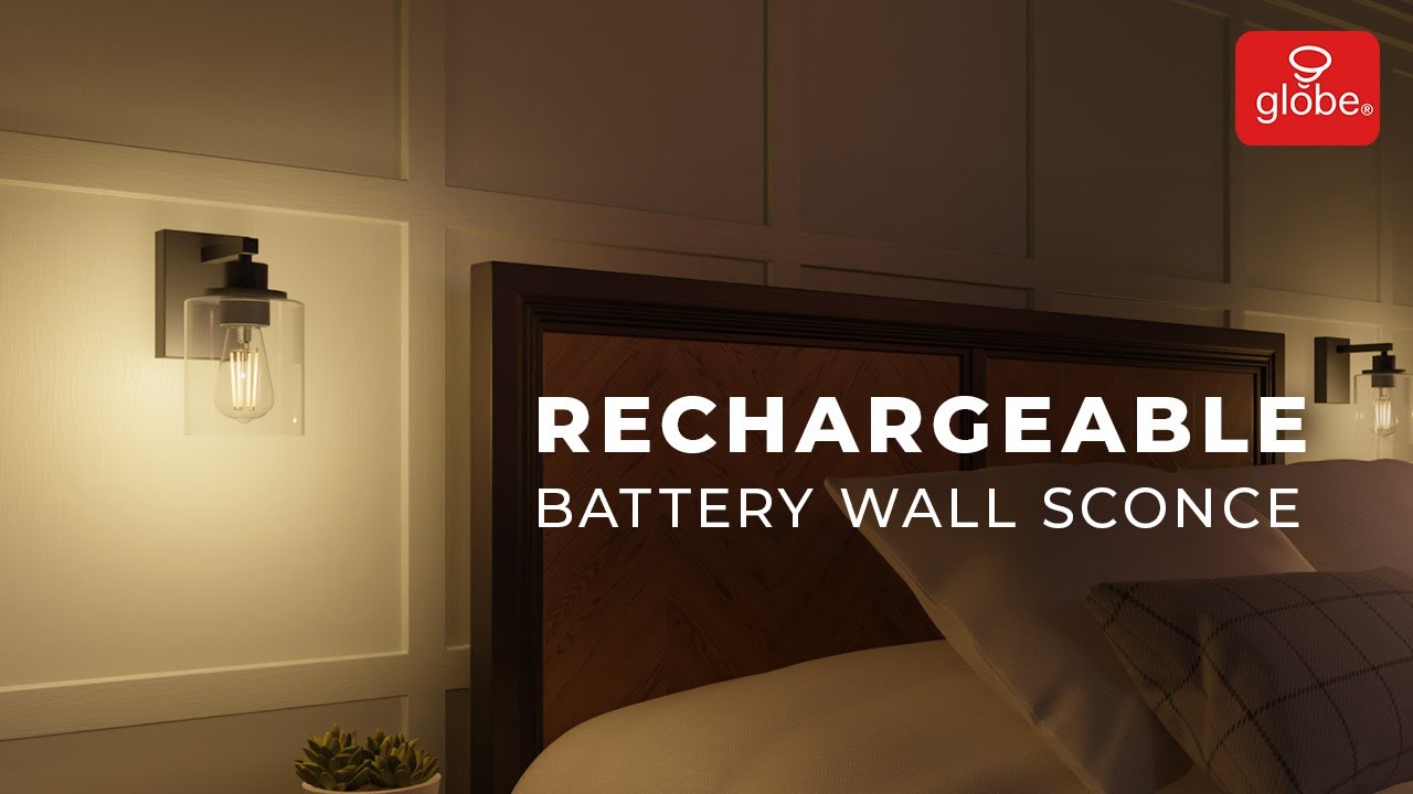 Rechargeable Battery Wall Sconce - No Wiring Required | Globe Electric